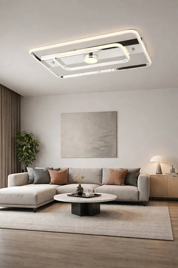 MİNA 60 LIK LED AVİZE 3 RENK IŞIK MOD MODERN DEKORATİF AYDINLATMA